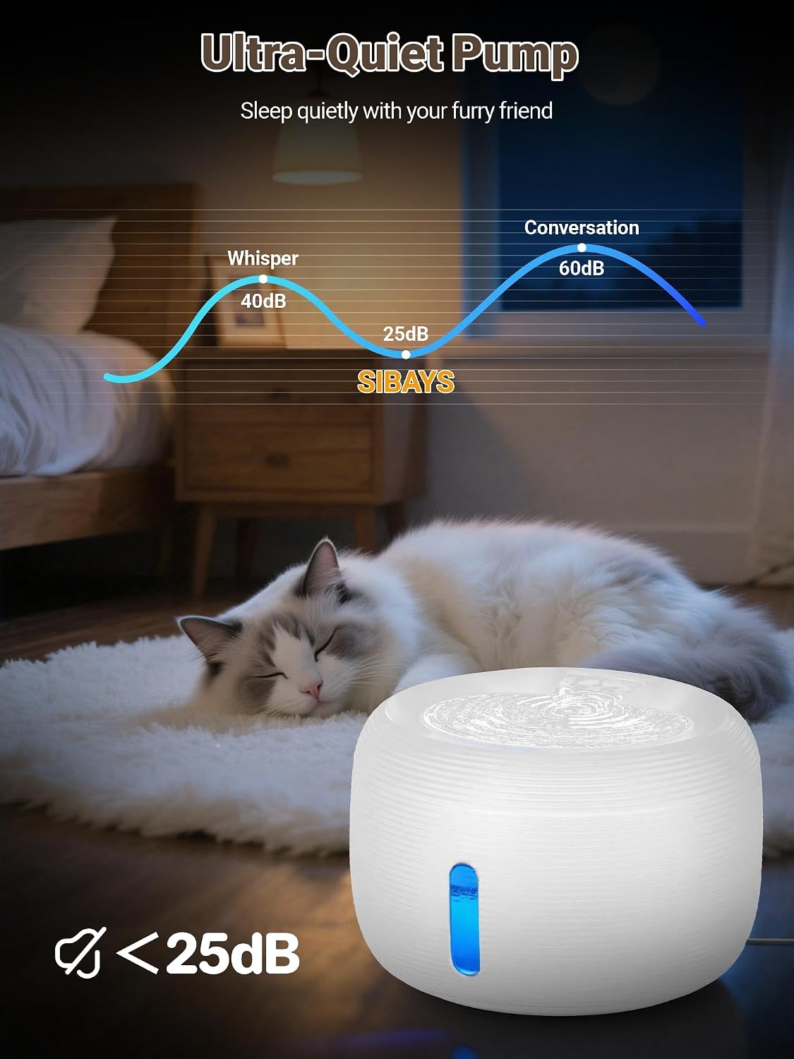 SIBAYS 3.5L Cat Water Fountain - White - image 4