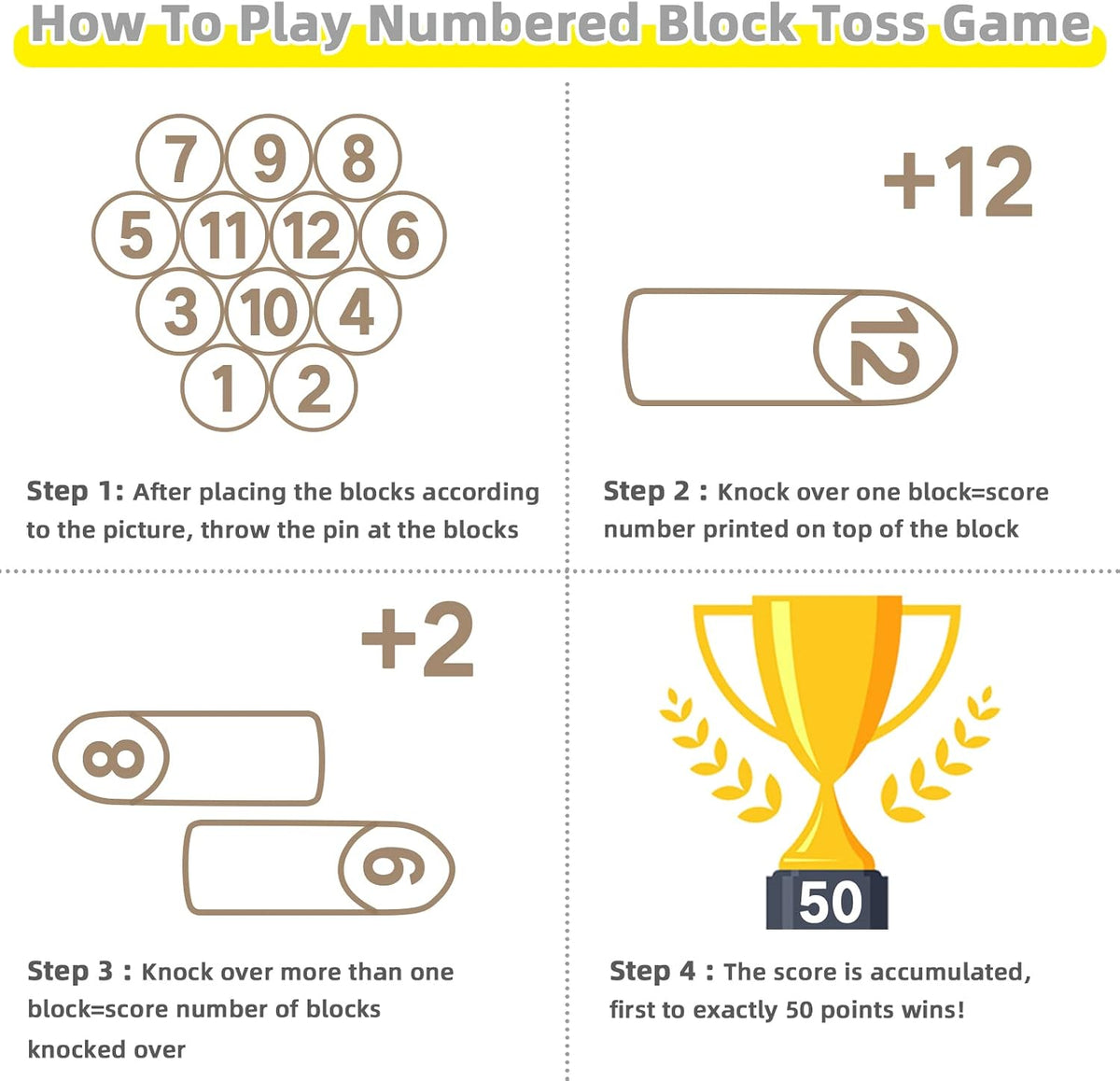 Gorock Numbered Block Toss Games Set for Adults and Family – Fun for Kids & Family - image 2