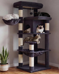 Heybly 53.1" Corner Cat Tree for Large Cats - Smoky Gray / 56 inch