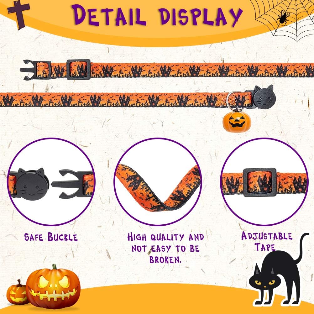Halloween Cat Collar Breakaway with Bowtie and Bells - Halloween Color - image 4