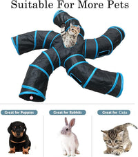 Upgraded Cat Tunnel Toy with 5 peek-a-Boo Windows - 5-way Black - image 3