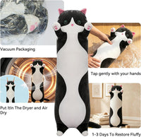 Cute Long Cat Plush Body Pillow, Soft Stuffed Animals 19.7 Inch – Fun for Kids & Family - Black / 35.4 inches - image 4