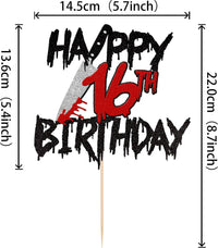 Zhuoweism Halloween horror Happy Birthday glitter cake topper on bamboo stick - view 23