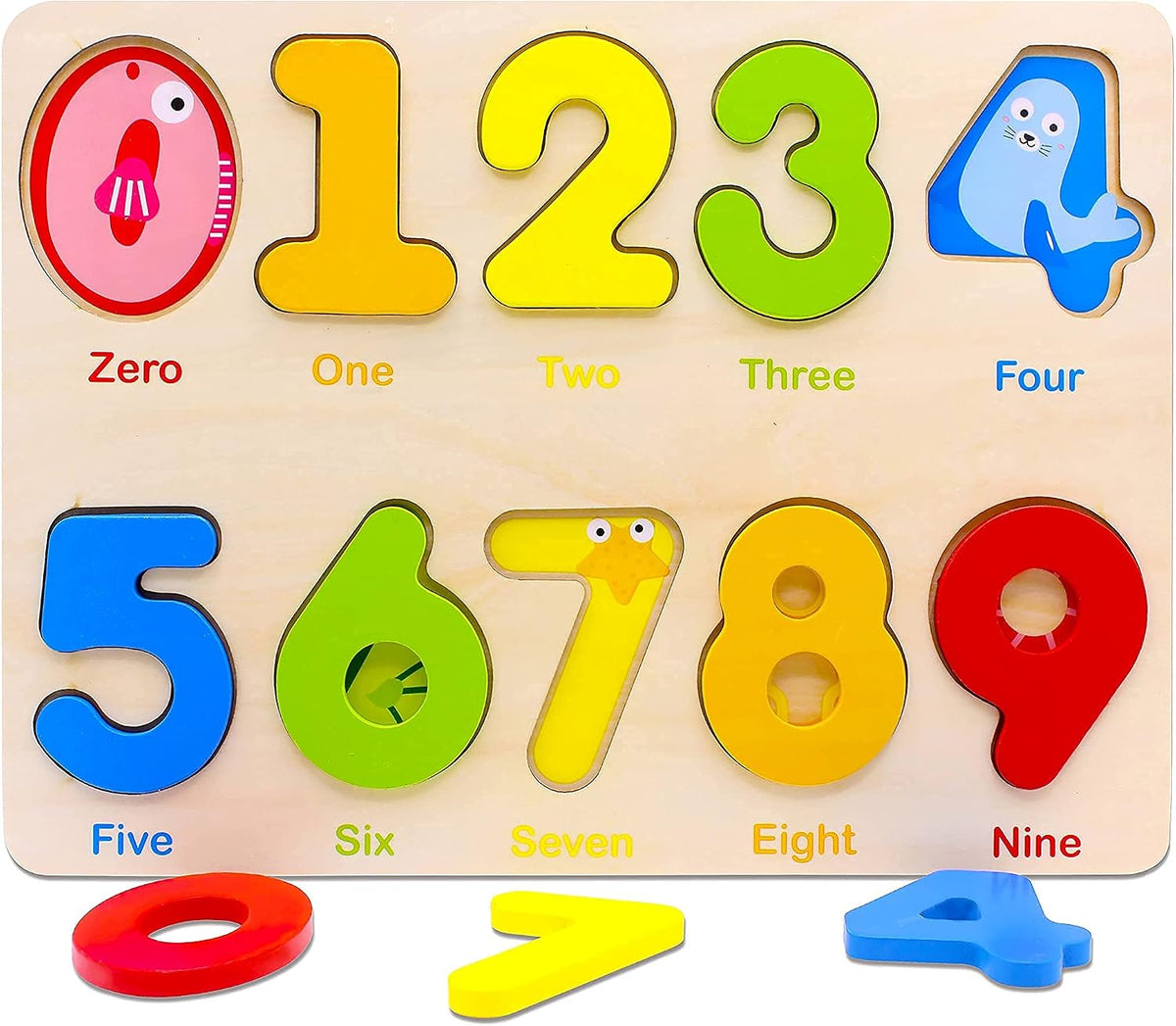 Aile Toddler Wooden Preschool Learning Shape Peg Puzzle Board Toys – Fun for Kids & Family - Number Puzzle - image 2