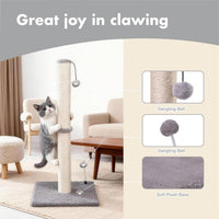 MECOOL 34” Tall Cat Scratching Post Premium Basics Kitten Scratcher - 34 inches for Adult Cats / Gray - image 2