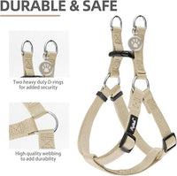 PUPTECK No Pull Dog Harness Soft Adjustable Basic Nylon Step in Puppy Vest Outdoor Walking with ID Tag and A-ir Tag Case, Cream, M