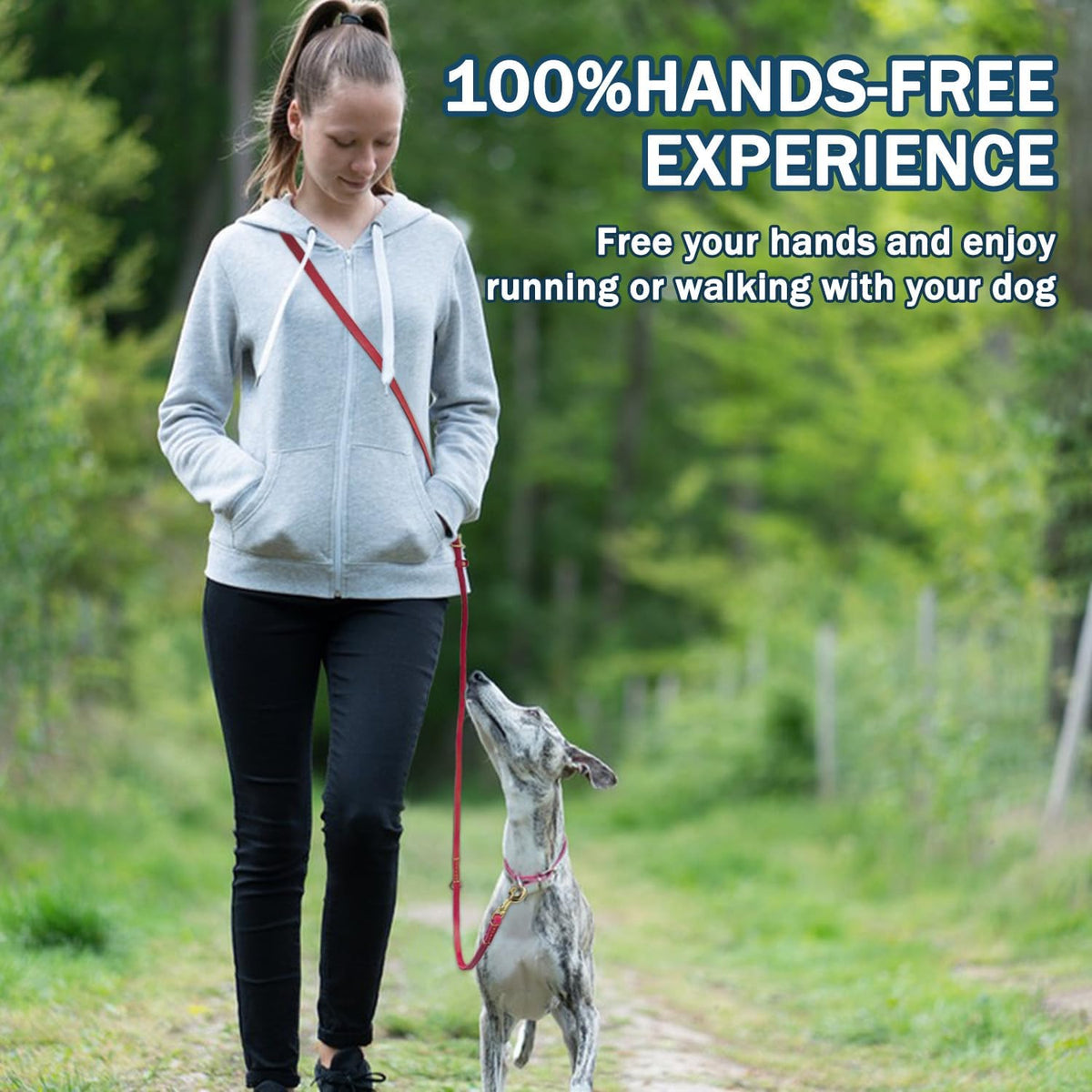 LWBMG Multi Function Leather Dog Leash 8ft Genuine Leather Leash - 8ft x 5/8inch / Red - image 4