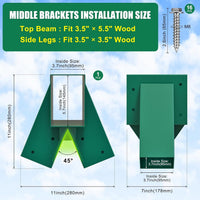 BeneLabel green A-frame middle swing set bracket made of powder coated steel - view 39
