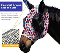 Harrison Howard Super Comfort Stretchy Fly Mask Large Eye Space with UV Protection Soft on Skin with Breathability Tribal Abstract XL Extra Full Size