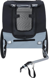 Blue-Grey Large Folding Bike Trailer for Dogs – Heavy-Duty Steel Frame, 66LB Capacity Pet Carrier for All-Terrain Cycling, Jogging & Camping Adventures!