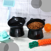 Zhehao 2 Pcs Elevated Cat Bowl Set, Tilted 15° - Cat Ears / Black - image 4