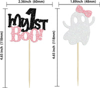 Ephlyn 24 white glitter ghost cupcake toppers for Halloween desserts - view 26