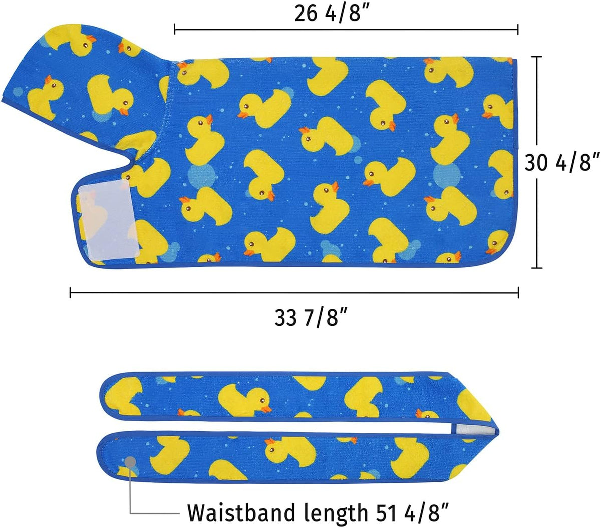 HDE Hooded Dog Bathrobe Quick Dry Towel Wrap for After Bath White - X-Large / Blue Rubber Ducks - image 2