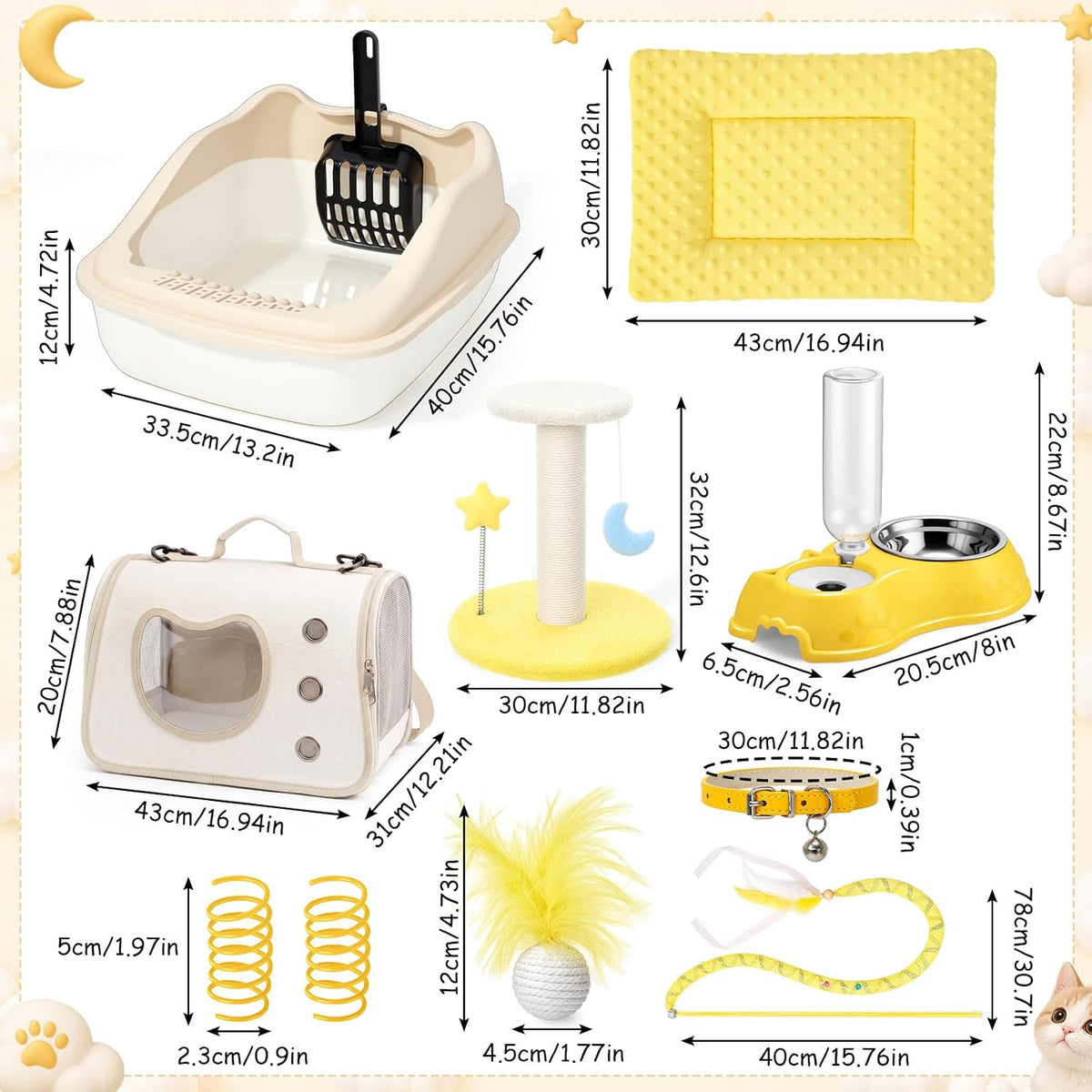 Eccliy 10 Pcs Kitten Starter Kit for Indoor - Classic / Small / Yellow - image 2