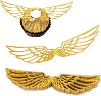 Fifty shiny golden paper wing chocolate decorations for wizard party cupcakes