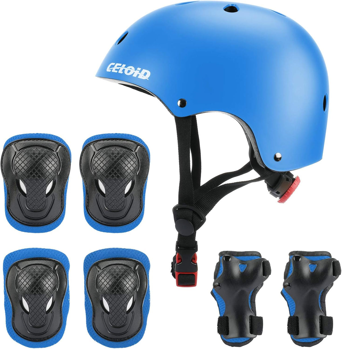 Kids Bike Skateboard Helmet Pad Set - S(18"-20.5"/ 2 -7years) / Blue