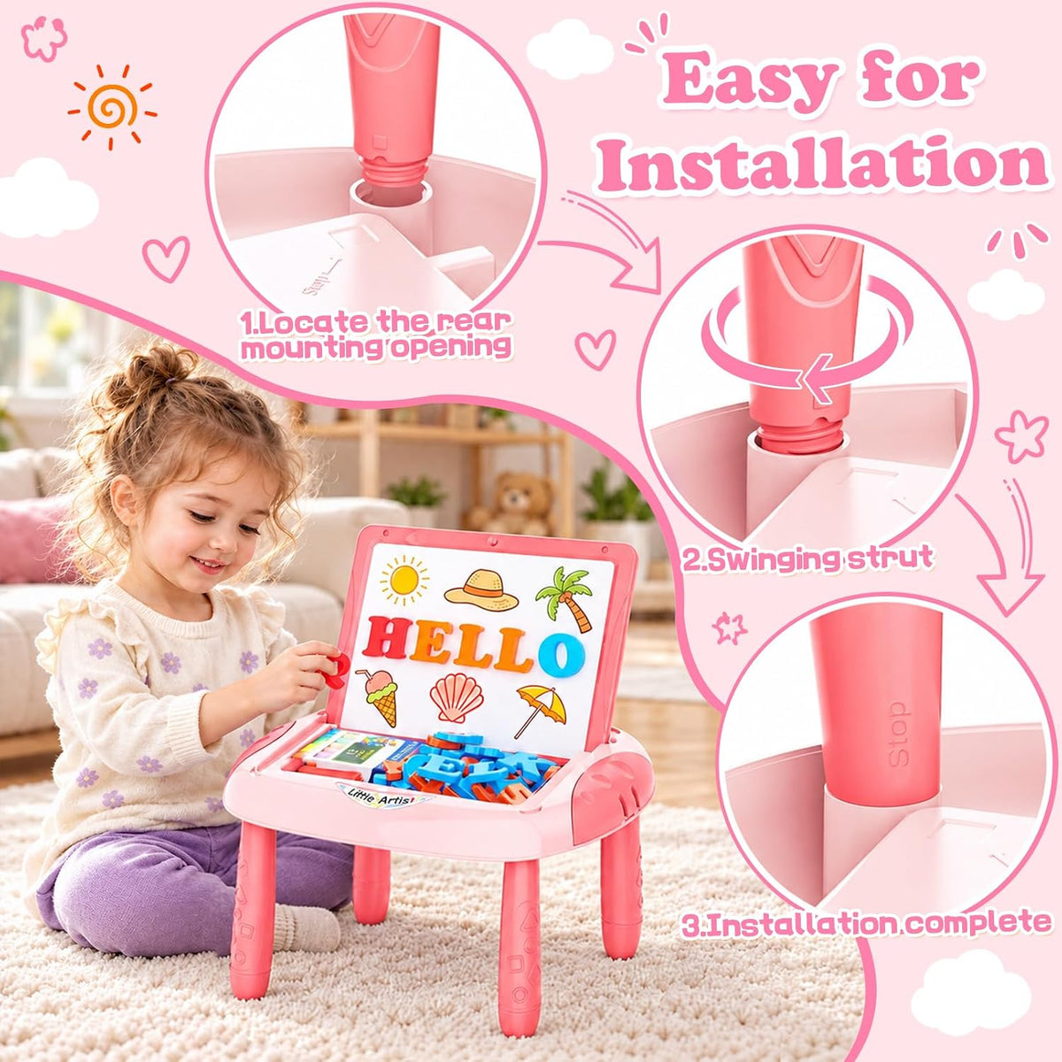 Cokzer Magnetic Drawing Board - Pink - image 3