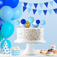 NACHLYNN 80 Pcs Cake Balls Decorations Mini Balloon Cake Topper Balls - Blue White Gold Series - image 3