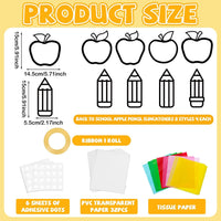 QOUBAI 32 Sets Halloween Bats Suncatchers Craft Kit DIY Window - Apple+Pencil - image 2