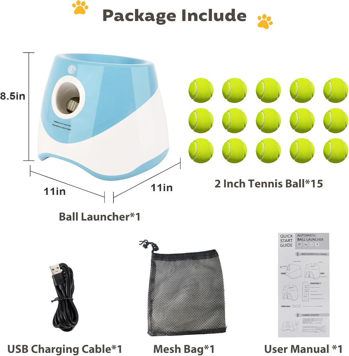 Automatic Ball Launcher for Dogs: Indoor Thrower Fetch Machine - Blue / 10-30FT for Small Dogs - image 4