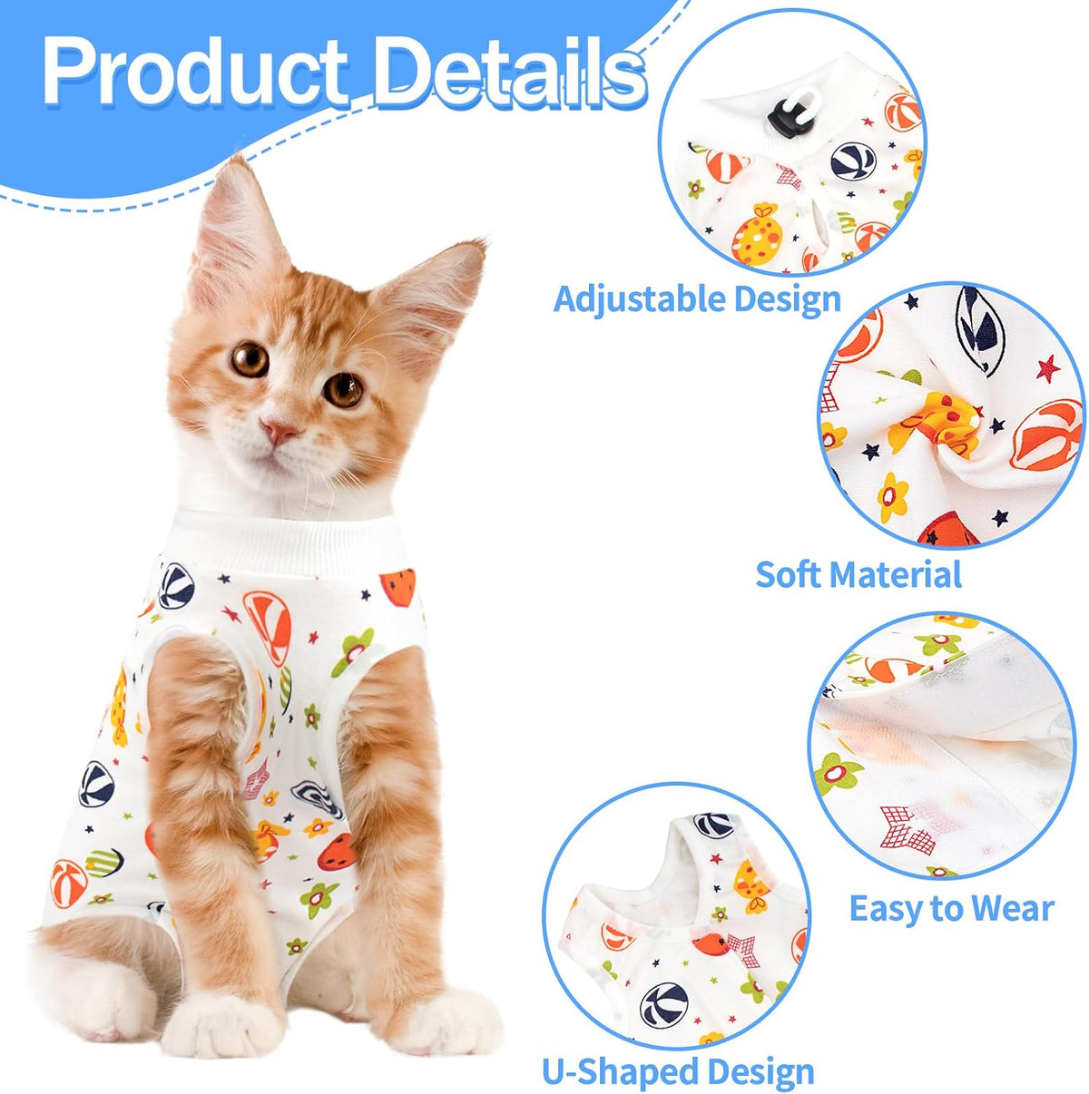 Coppthinktu Cat Recovery Suit Female Cat Onesie After Surgery Anti - Small / Candy - image 2