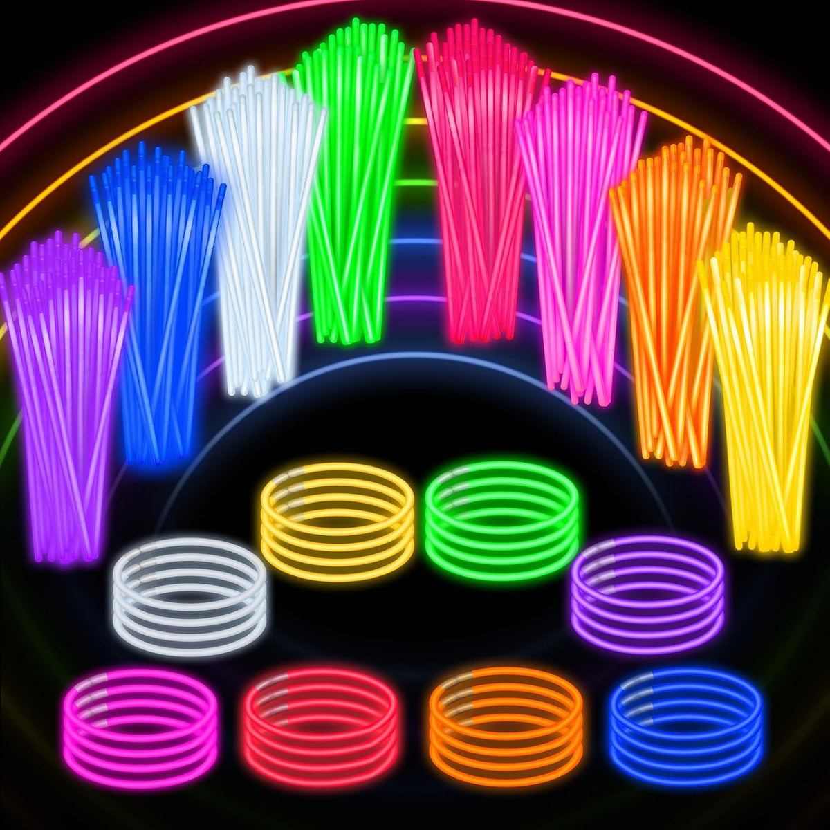 SpringFlower 100 PCS Glow Sticks Bulk Party Favors - 600 Pack