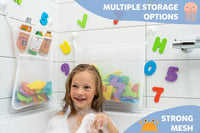 2 x Mesh Bath Toy Organizer + 8 Ultra Strong Hooks - White x2 - image 4
