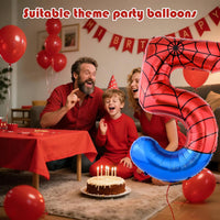 40 Inch Vibrant Spider-Themed Number Foil Balloons - Red+blue / 5 - image 2