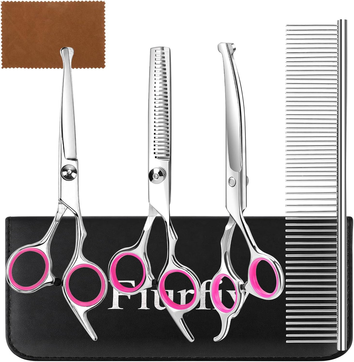 6-in-1 Dog Grooming Scissors - Pink 5 in 1