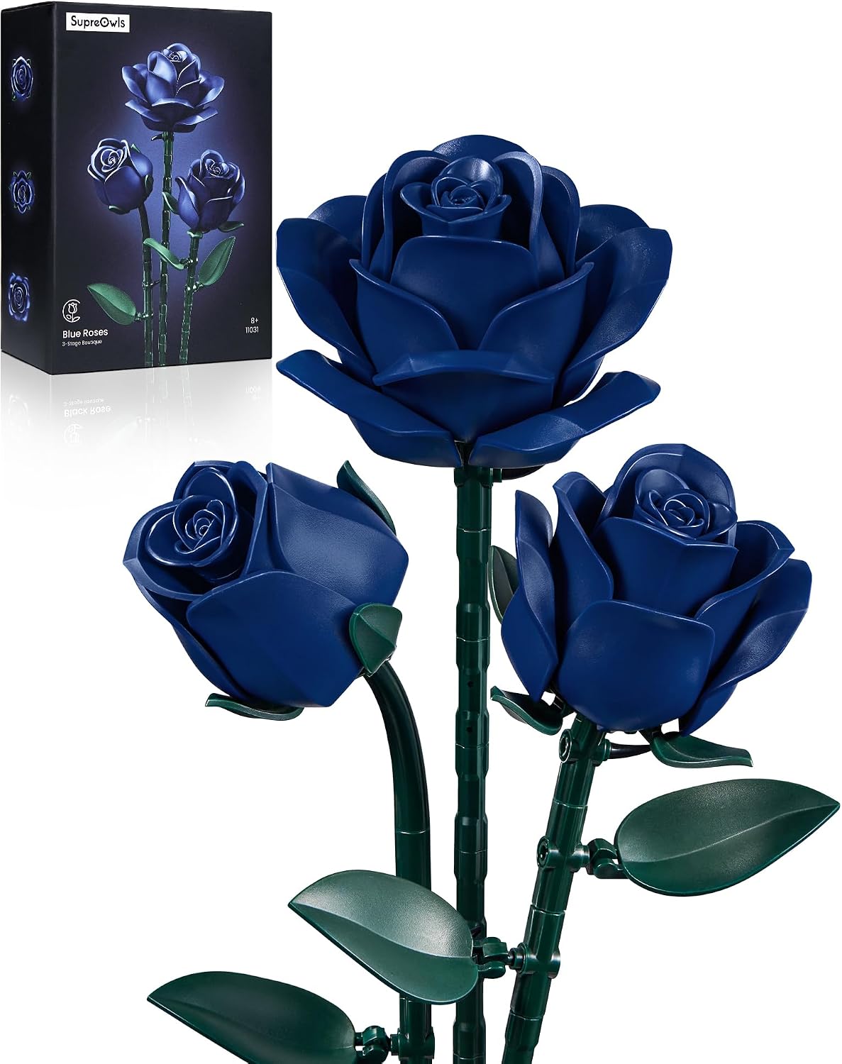 iATOM Black Roses Flower Building Set 3Pack Basket Stuffers Gift - Blue