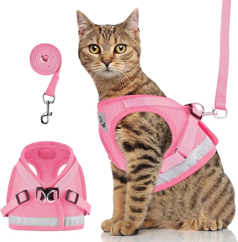 Cat Harness and Leash Set - L (Chest: 15" - 17") / Pink