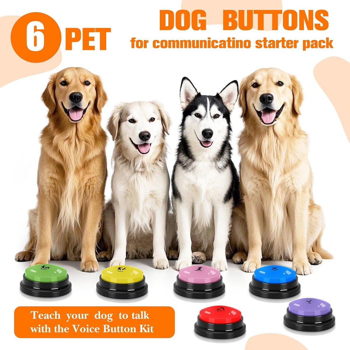 6 Pcs Dog Talking Button Set - 6 Pack‑2 Mat - image 2