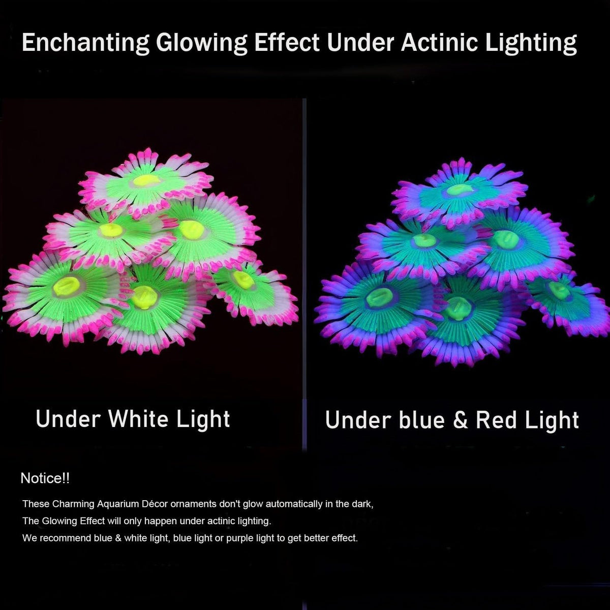 ZtohPyo Glow Fish Tank Decorations - Pink - image 3