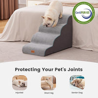 Gardner Pet Dog Stairs for Small Dogs 19.7" H, Curved 4-Step Pet Stairs, Dog Steps for High Bed (18-24 in), Couch with Durable Non-Slip Waterproof Fabric Cover and CertiPUR-US Certified Foam
