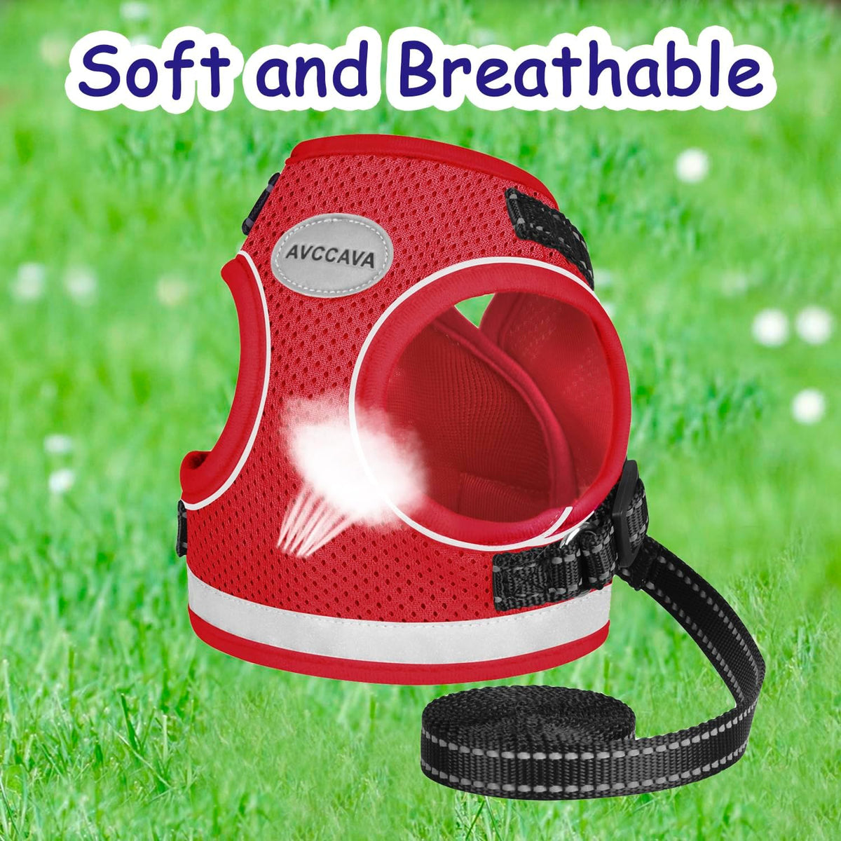 Cat Harness and Leash Set - Red / S (Chest: 9" - 11") - image 2
