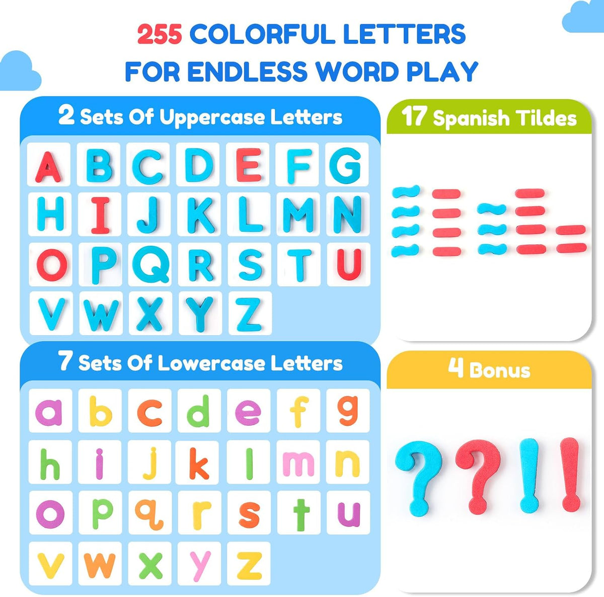 JoyCat 238 Pcs Magnetic Letters Kit with Double-Sided Board – Fun for Kids & Family - English & Spanish Letter Set - image 2