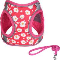 Step in Dog Harness No Pull Flower Adjustable Soft Mesh Harness – Essentials for Dogs - XS(neck:9.5"-10.5",chest:11.5"-13.5") / Rose red