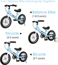 bikeboy 2 in 1 balance bike with pedals and hand brake, 12 14 16 inch wheels - view 7
