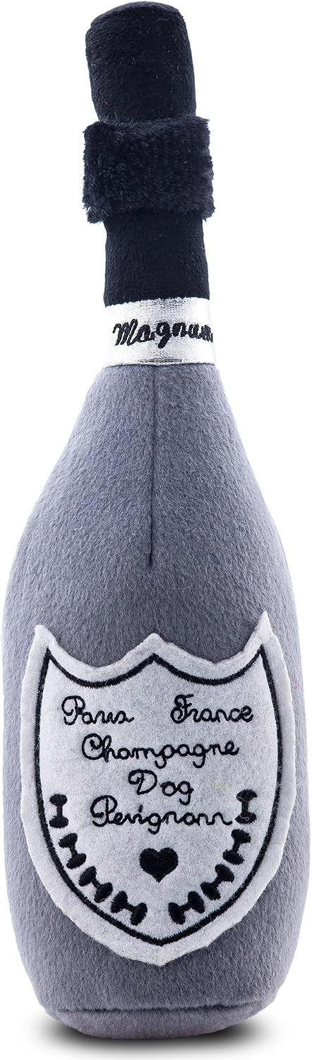 Haute Diggity Dog Woofford Reserve Bottle Plush Dog Toy - Dog Perignonn (Gray) / X Large