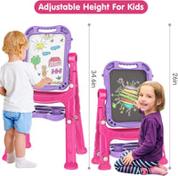Amagoing Easel for Kids, Adjustable Standing Art Easel for Toddler, Double Side White Chalk Board - Purple - image 2