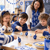 The Dreidel Company Bulk Solid Blue & White Wooden Hanukkah Dreidels - 10-Pack - image 4