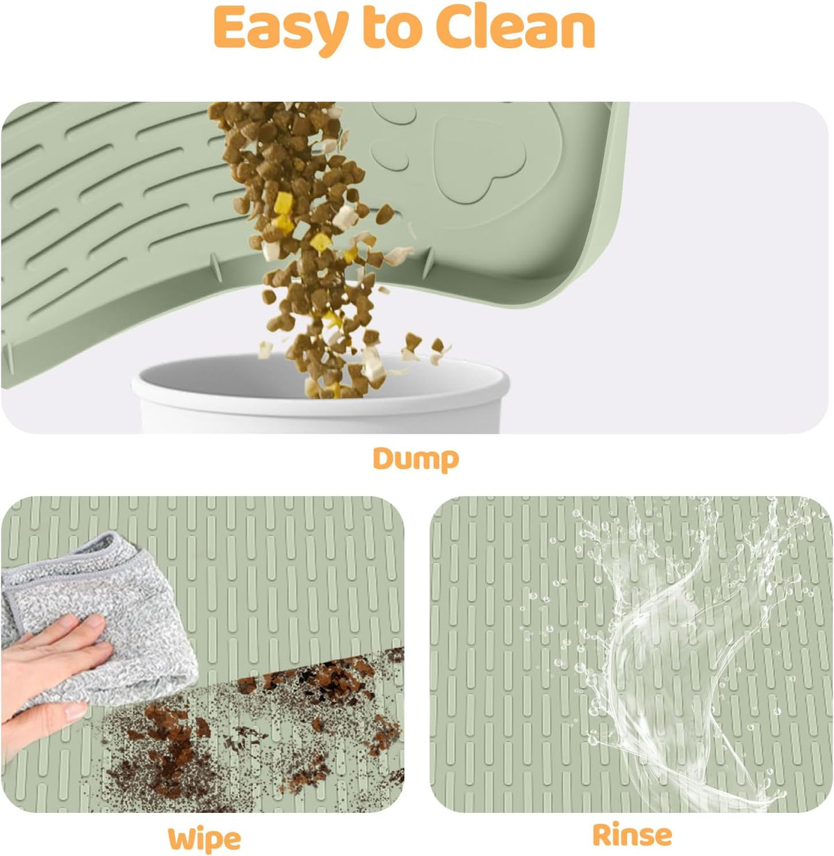 Cat Food Mat Extra Large Silicone Pet Bowl Mat 40''x28'' - Green / 40"L x 28"W - image 3