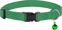 Breakaway Cat Collar Leather with Removable Bell - 13 Colors Available - Soft Adjustable Girl Boy Safety Lightweight Pet Kitten Collars Pink Brown Blue Green Red Orange Black (Green)