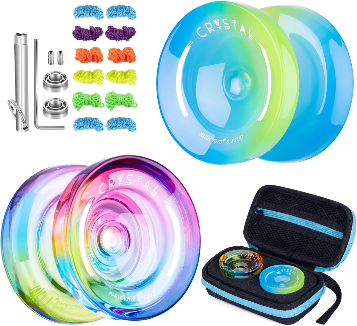 K2 Crystal Responsive Yoyo for Kids，Professional Yo-yo for Beginners – Fun for Kids & Family - Rainbow Gradient
