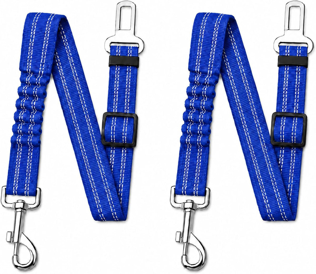 Dog Seat Belt 2Pcs, Retractable Pet Car Harness - Blue