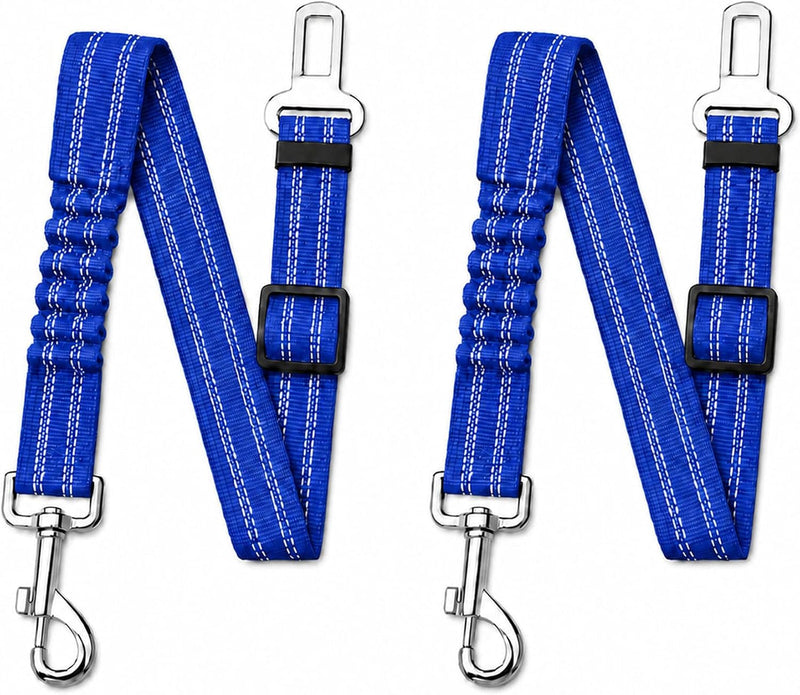 Dog Seat Belt 2Pcs, Retractable Pet Car Harness - Blue