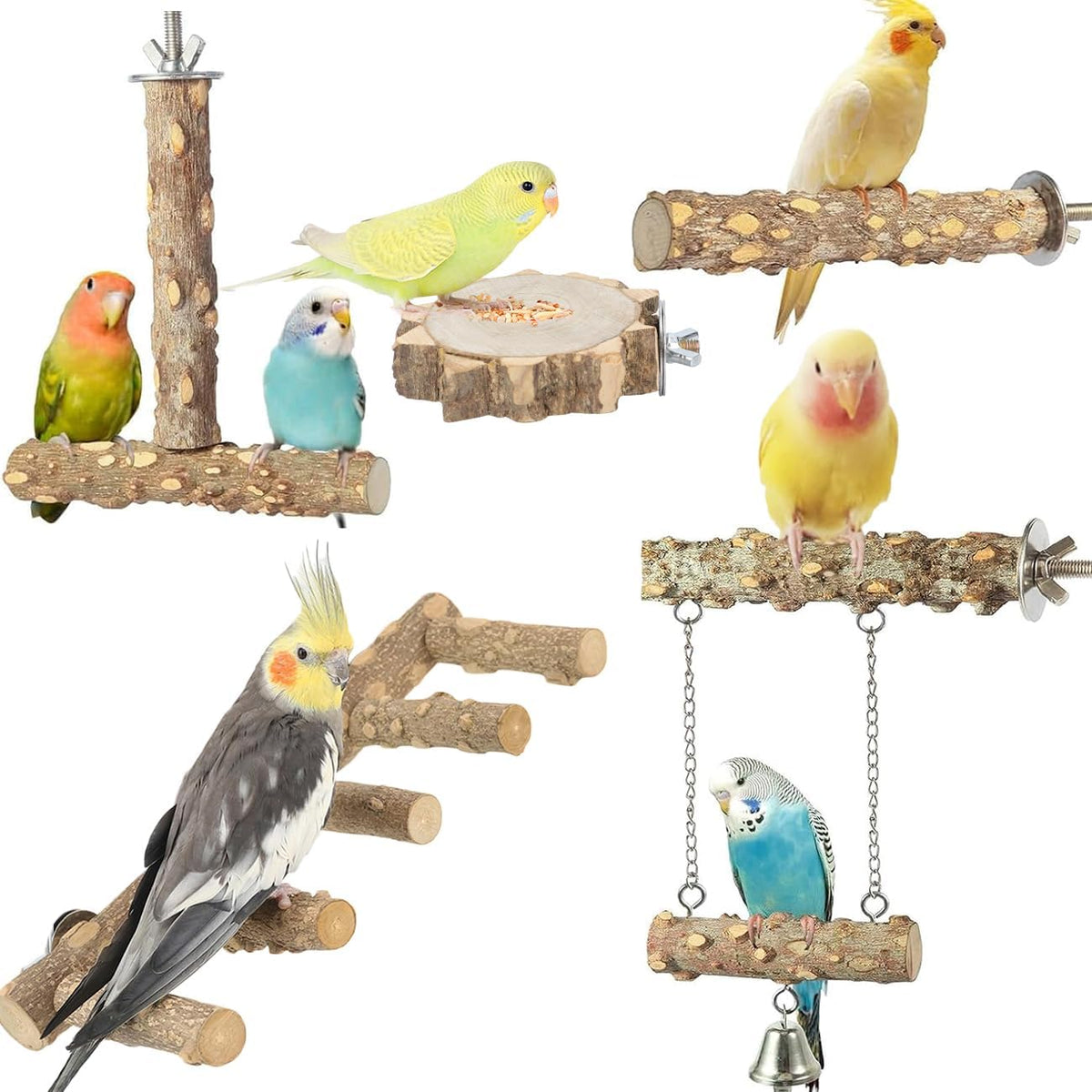 Bird Parrot Ladder Perch for Cage - B