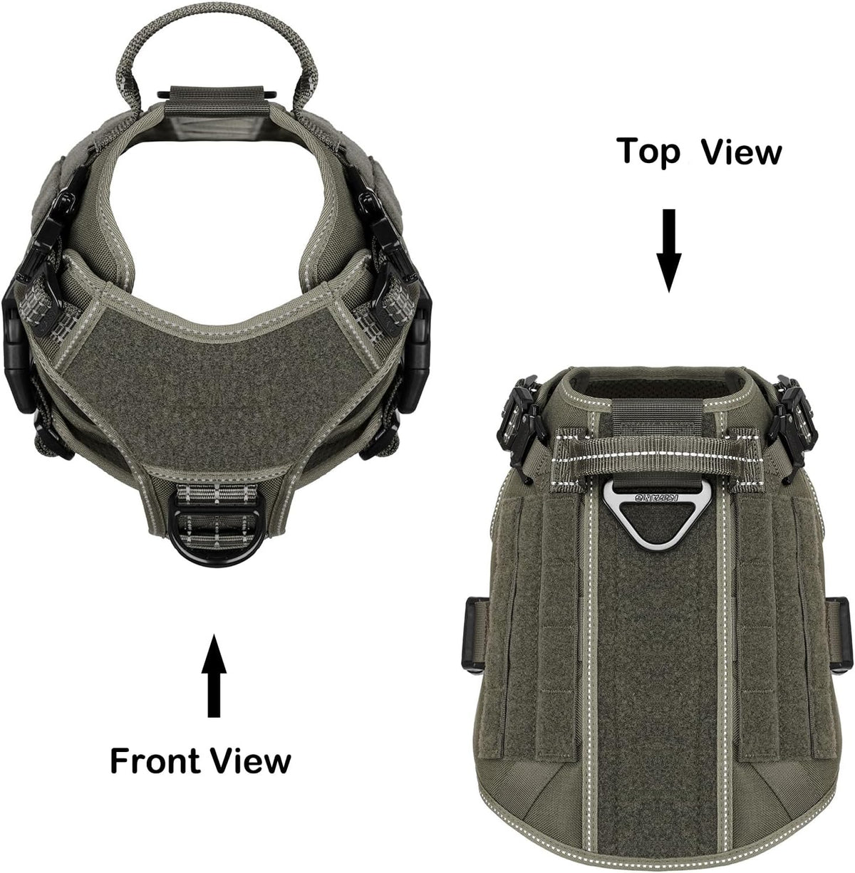 Tactical Dog Harness for Large Dogs, Reflective No Pull Dog Vest - Medium (Pack of 1) / Green - image 3