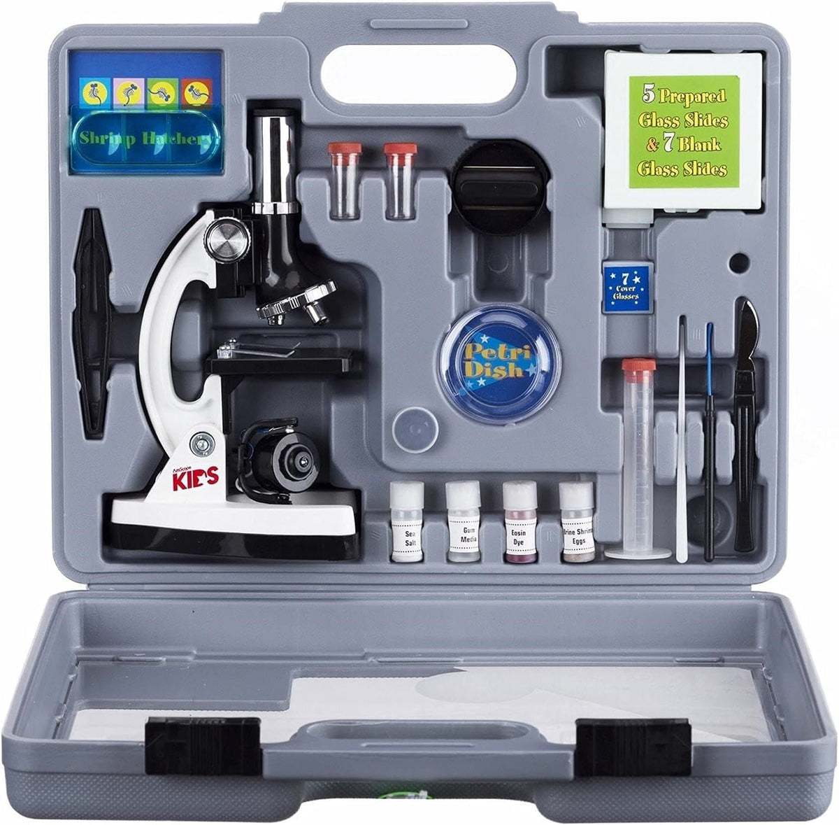 AmScope M30-ABS-KT2-W Beginner Microscope STEM Kit, White – Fun for Kids & Family - Microscope Kit / A) White Microscope Kit