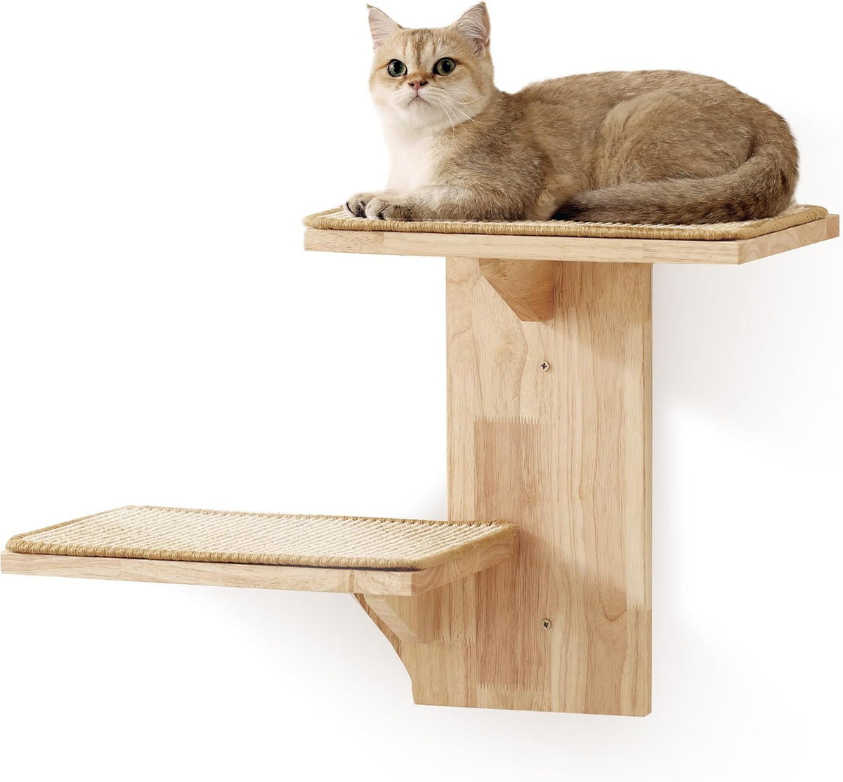 FUKUMARU Cat Wall Shelves, 2 Platform with Soft Cushion Perch – Essentials for Cats - Sisal mat